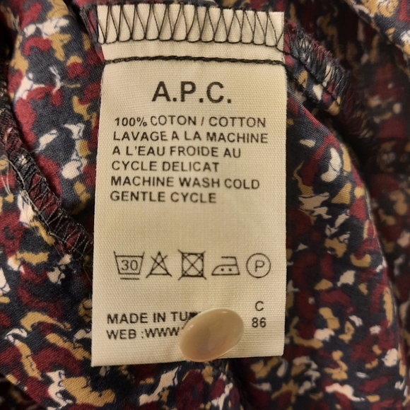 APC French Shift Dress 100% Cotton Floral Patterned Mini Pockets Long Sleeve M - Picture 13 of 14